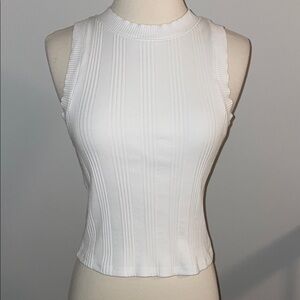 Zara White Ribbed Tank Top
